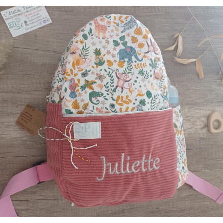Sac à dos bébé brodé prénom - crèche, maternelle & sortie