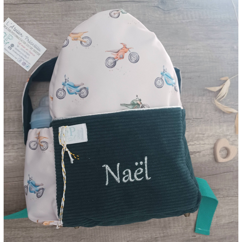 Sac à dos bébé brodé prénom - crèche, maternelle & sortie