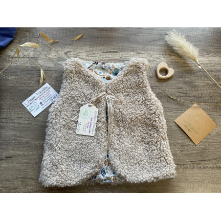 Gilet de berger - Beige - Imprimé sapin saumon