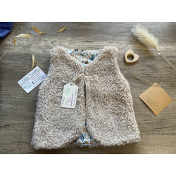 Gilet de berger - Beige - Imprimé sapin Bleu