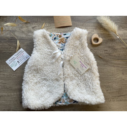 Gilet de berger - Ecru - Imprimé sapin Bleu