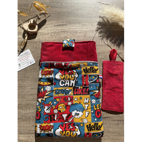 Pochette/housse à livre & marque page à broder - cadeau personnalisé